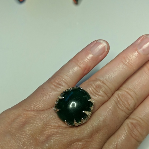 Magic Green Serpentine Statement  Sterling Ring - Picture 6 of 7